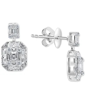 Effy Diamond Baguette Cluster Drop Earrings (1-1/2 ct. t.w.) in 18k White Gold