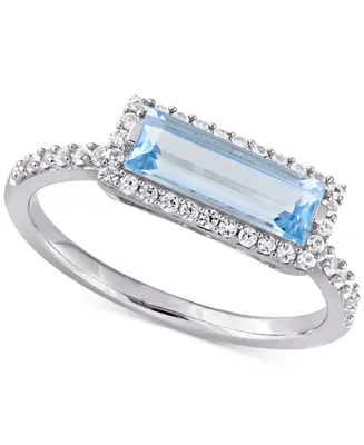 Blue Topaz (1-1/2 ct. t.w.) & White (1/3 Statement Ring Sterling Silver