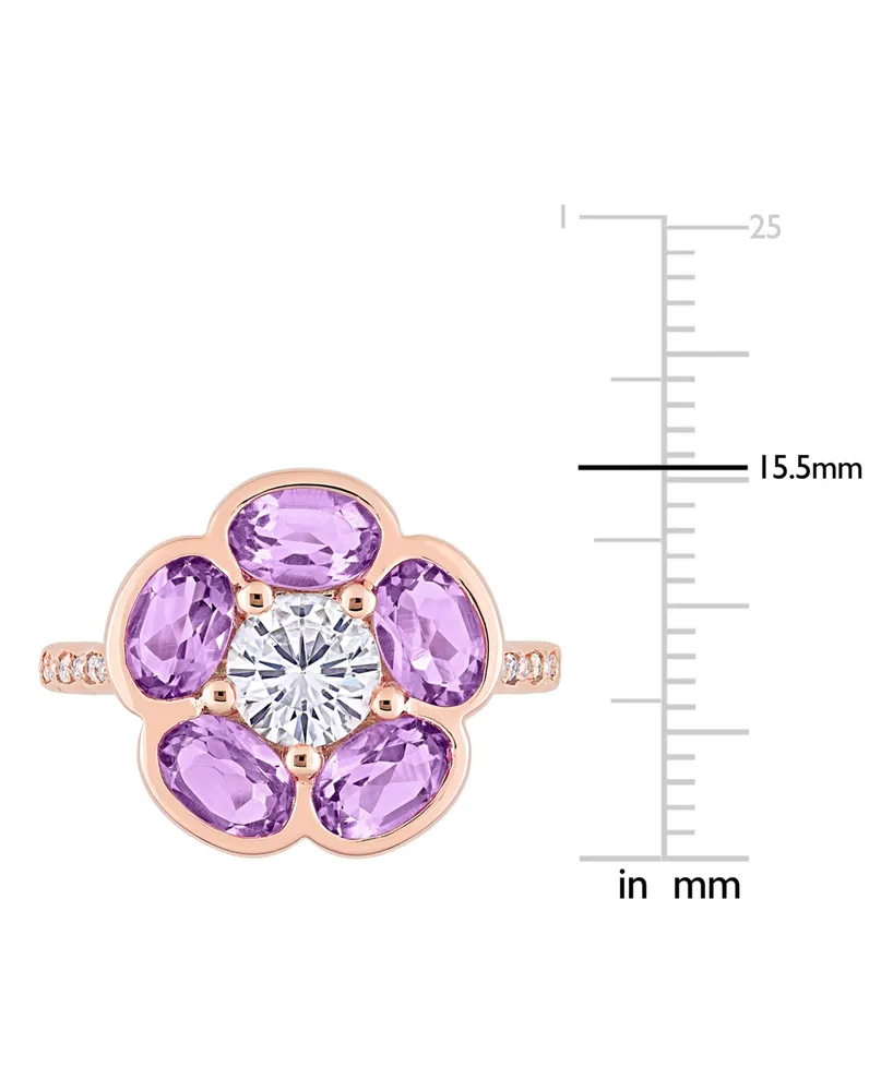 Amethyst (2 ct. t.w.) & White Topaz (1 Flower Ring Rose Gold-Plated Sterling Silver