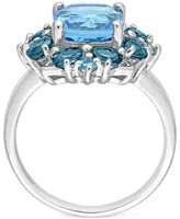 Blue Topaz Halo Ring (4-1/10 ct. t.w.) Sterling Silver