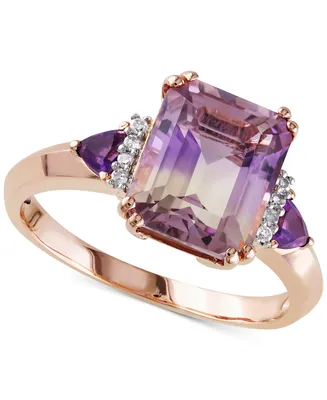 Ametrine (3-1/4 ct. t.w.), Amethyst (1/5 t.w.) & Diamond (1/20 Statement Ring Rose Gold-Plated Sterling Silver