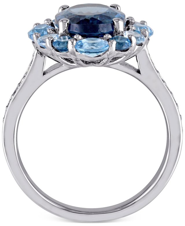 Blue Topaz Oval Halo Statement Ring (5-3/8 ct. t.w.) Sterling Silver