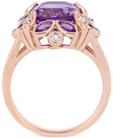Amethyst (3 ct. t.w.) & White Topaz (1/5 Ring 18k Rose Gold-Plated Sterling Silver