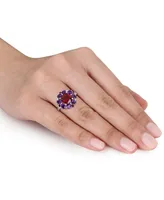 Rhodolite Garnet (3-1/4 ct. t.w.) & Amethyst (1-1/8 Cluster Statement Ring Sterling Silver