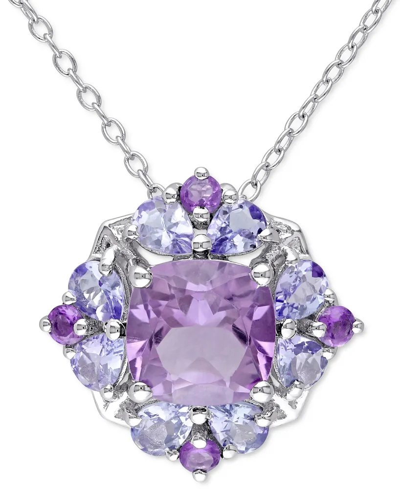 Amethyst (1-7/8 ct. t.w.) & Tanzanite (1 ct. t.w.) 18" Pendant Necklace in Sterling Silver