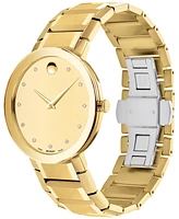 Movado Men's Men's Swiss Sapphire Diamond (1/20 ct. t.w.) Gold-Tone Pvd Bracelet Watch 39mm