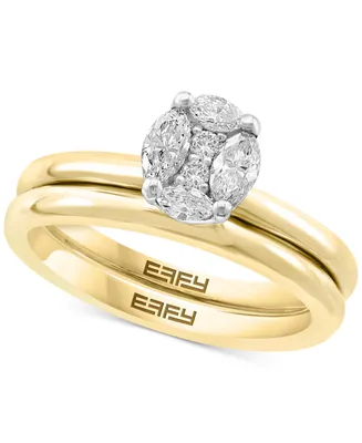Effy Diamond Oval Cluster Bridal Set (1/2 ct. t.w.) in 14k White Gold or 14k Gold & White Gold
