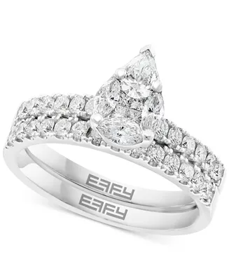 Effy Diamond Pear-Shaped Cluster Bridal Set (1-1/20 ct. t.w.) in 14k White Gold