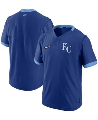 Men's Nike Royal and Light Blue Kansas City Royals Authentic Collection Short Sleeve Hot Pullover Jacket