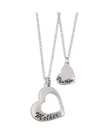 Fao Schwarz Mother and Daughter Silver Tone Heart Pendant Necklace Set, 2 Piece - Silver
