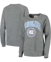 Women's Heathered Gray North Carolina Tar Heels Edith Vintage-Like Knobi Pullover Sweatshirt