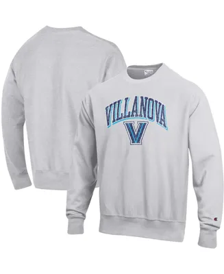 Men's Gray Villanova Wildcats Arch Over Logo Reverse Weave Pullover Sweatshirt