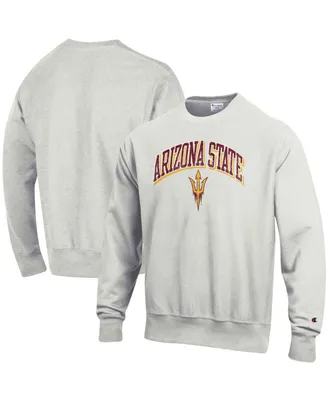 Men's Heathered Gray Arizona State Sun Devils Arch Over Logo Reverse Weave Pullover Sweatshirt