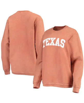 Women's Texas Orange Longhorns Comfy Cord Vintage-Like Wash Basic Arch Pullover Sweatshirt