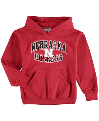 Big Boys and Girls Scarlet Nebraska Huskers Powerblend Pullover Hoodie