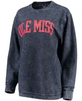 Women's Navy Ole Miss Rebels Comfy Cord Vintage-Like Wash Basic Arch Pullover Sweatshirt