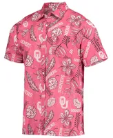 Men's Crimson Oklahoma Sooners Vintage-Like Floral Button-Up Shirt