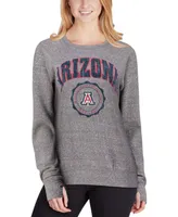 Women's Heathered Gray Arizona Wildcats Edith Vintage-Like Knobi Pullover Sweatshirt