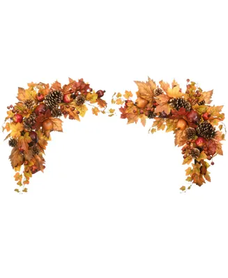 National Tree Company 30" Harvest Maple Leaves Corner Swags, Set of 2