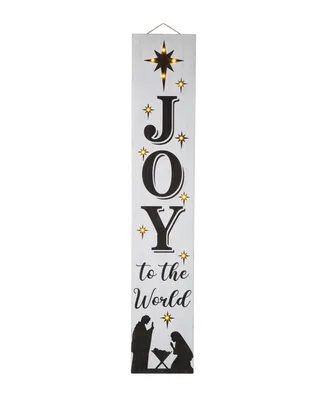 Glitzhome Lighted Wooden Nativity Porch Sign, 42"