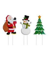 Glitzhome Metal Santa, Snowman, Tree Yard Stake or Wall Decor, Set of 3