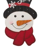 Glitzhome Lighted 3D Wooden Metal Snowman Wall Decor, 19"