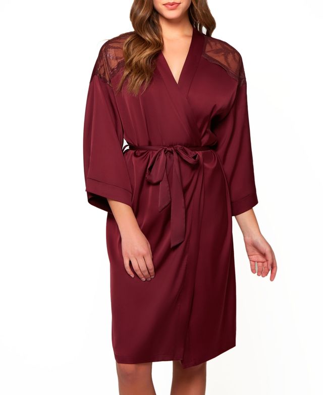 Women's Forrest Stretch Satin and Lace Short Robe
