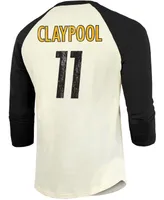 Men's Chase Claypool Cream, Black Pittsburgh Steelers Player Raglan Name Number 3/4 Sleeve T-shirt