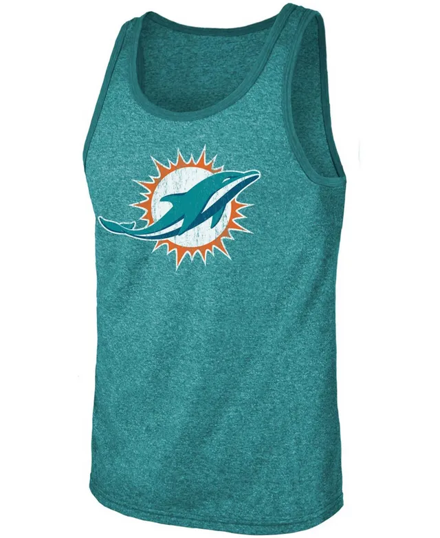 Men's Fanatics Branded Dan Marino Aqua Miami Dolphins Name & Number  Tri-Blend Tank Top