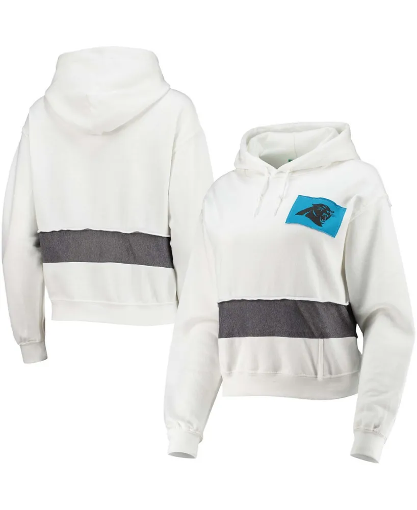 Women's White Carolina Panthers Crop Dolman Pullover Hoodie