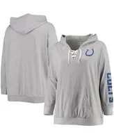 Women's Plus Size Heathered Gray Indianapolis Colts Lace-Up Pullover Hoodie