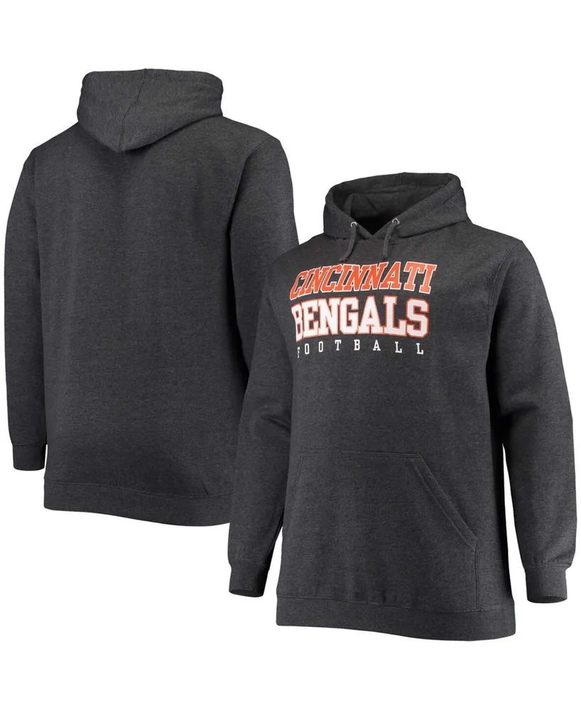 Men's Big and Tall Heathered Charcoal Cincinnati Bengals Practice Pullover Hoodie