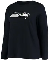 Women's Plus College Navy Seattle Seahawks Primary Logo Long Sleeve T-shirt