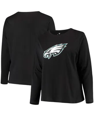 Women's Plus Black Philadelphia Eagles Primary Logo Long Sleeve T-shirt