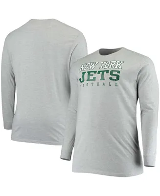 Men's Big and Tall Heathered Gray New York Jets Practice Long Sleeve T-shirt