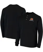 Men's Black Cincinnati Bengals Maverick Thermal Henley Long Sleeve T-shirt