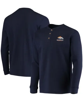 Men's Navy Denver Broncos Maverick Thermal Henley Long Sleeve T-shirt