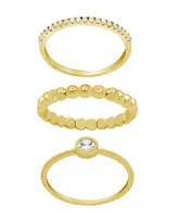and Now This Gold Plated 3-Piece Clear Cubic Zirconia Band Ring Set