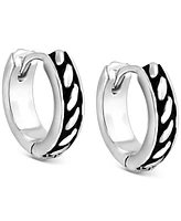 Effy Men's Antique-Look Huggie Hoop Earrings in Sterling Silver, 3/4"