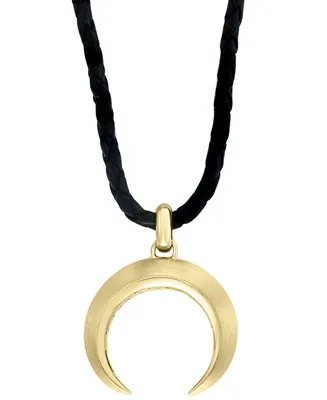 Effy Men's Moon Symbol Leather Cord 20" Pendant Necklace in 18k Gold-Plated Sterling Silver