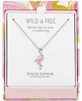 Diamond Accent Flamingo Pendant Necklace in 14k Rose Gold-Plated Sterling Silver, 16" + 2" extender