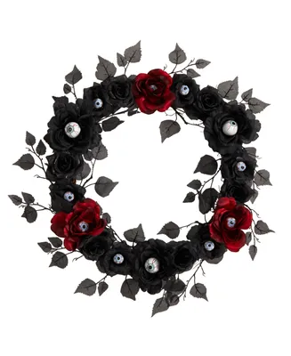 24" Eyeball Rose Halloween Artificial Wreath