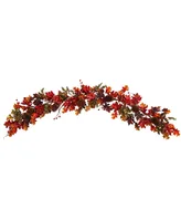 6' Autumn Maple Leaves, Berry and Pinecones Fall Artificial Garland