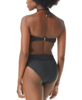 Vince Camuto Logo Ring Cutout Halter Bikini Top Bottoms