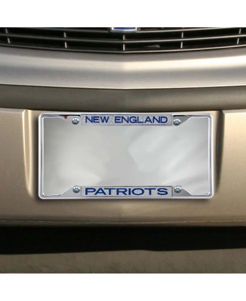 Multi New England Patriots Small Over Small Team Silver Glitter Metal License Plate Frame