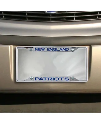 Multi New England Patriots Small Over Small Team Silver Glitter Metal License Plate Frame