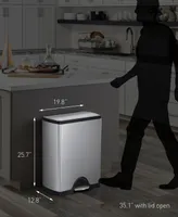 simplehuman Brushed Stainless Steel 50 Liter Fingerprint Proof Rectangular Step Trash Can