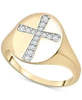 Wrapped Diamond Cross Ring (1/7 ct. t.w.) 14k Gold, Created for Macy's