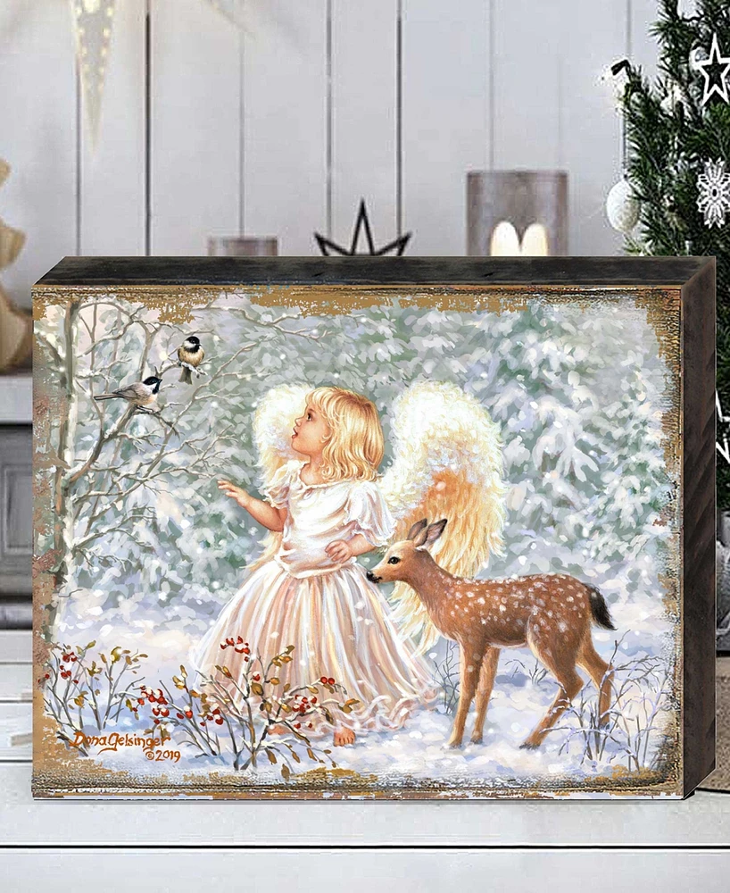 Designocracy Sweet Christmas Blessings Wood Handcrafted Wall Home Decor, 12" x 9"