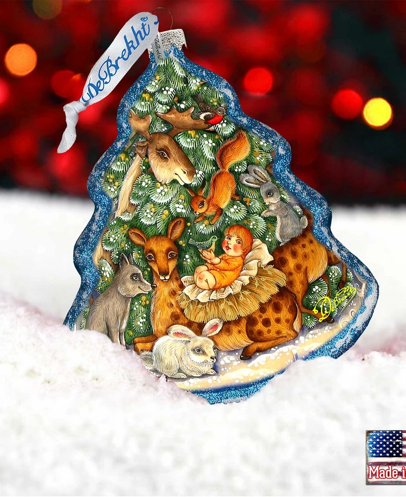 G.DeBrekht Forest Nativity Glass Ornament Holiday Splendor